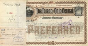 Toledo and Ohio Central Railway Co. - Stock Certificate