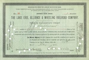 Lake Erie, Alliance and Wheeling Railroad Co. - Stock Certificate