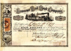 Lawrence Rail Road Co. - Stock Certificate