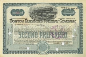 Boston Elevated Railway Co. - Railroad Stock Certificate