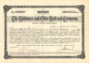 Baltimore and Ohio Railroad Co. - Stock Certificate