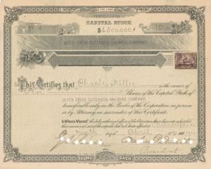 Beech Creek Extension Railroad Co. - Stock Certificate