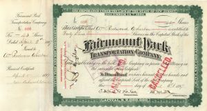 Fairmount Park Transportation Co. - Stock Certificate
