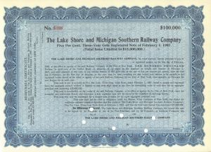 Lake Shore and Michigan Southern Railway Co. - Various denominations Unissued Bond