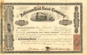 Jefferson Rail Road Co. - Stock Certificate