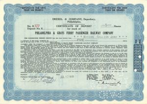 Philadelphia and Grays Ferry Passenger Railway Co. - Stock Certificate