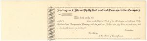 Burlington and Mount Holly Railroad and Transportation Co. - circa 1830's - 40's dated Unissued New Jersey Stock Certificate