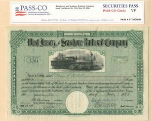 West Jersey and Seashore Railroad Co. - Stock Certificate