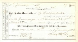 Cleveland, Painesville and Ashtabula Rail Road Co. - Railway Stock Transfer