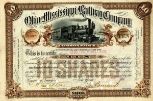 Ohio and Mississippi Railway Co. - Stock Certificate