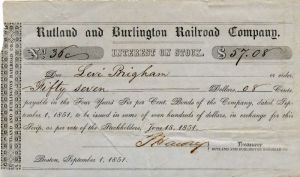 Rutland and Burlington Railroad Co. - Stock Certificate