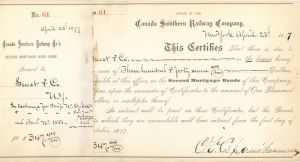 Canada Southern Railway Co. - Stock Certificate