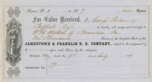 Jamestown and Franklin R.R. Co. - Stock Certificate