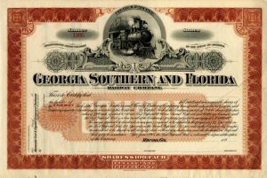 Georgia Southern and Florida Railway Co. - Stock Certificate