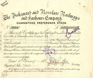 Fishguard and Rosslare Railways and Harbors Co. - Stock Certificate