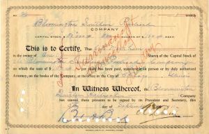 Bloomington Southern Railroad Co. - Stock Certificate