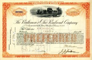 Baltimore and Ohio Railroad Co. - Stock Certificate