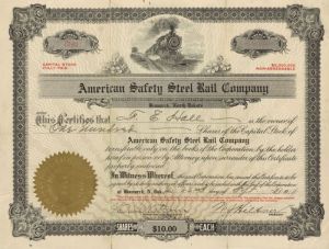 American Safety Steel Rail Co. - Stock Certificate