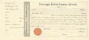 Androscoggin Railroad Co.---Extension - Stock Certificate