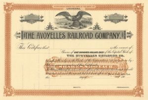 Avoyelles Railroad Co. - Stock Certificate