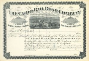 Cairo Railroad Co. - Stock Certificate