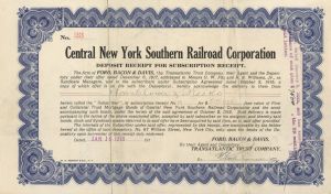 Central New York Southern Railroad Corporation - Stock Certificate