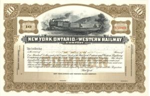 New York, Ontario and Western Railway Co. - Unissued Railroad Stock Certificate