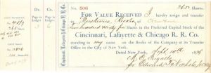 Cincinnati, Lafayette and Chicago R.R. Co. - Stock Receipt