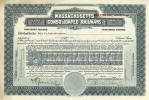 Massachusetts Consolidated Railways - Stock Certificate