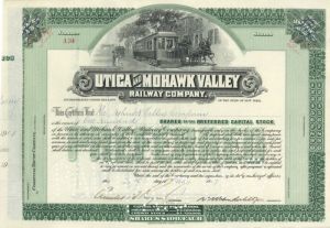 Utica and Mohawk Valley Railway Co. - Stock Certificate