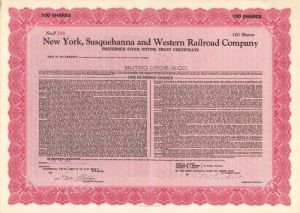New York, Susquehanna and Western Railroad Co. - 1955 dated Railway Stock Certificate