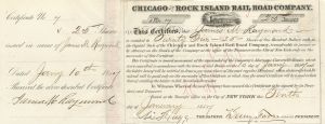 Chicago and Rock Island Rail Road Co. -  Stock Certificate