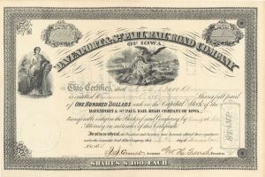 Davenport and St. Paul Railroad Co. of Iowa -  Stock Certificate
