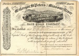 McGregor, St. Peters and Missouri River Rail Road Co. -  Stock Certificate