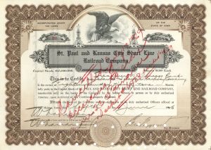 St. Paul and Kansas City Short Line Railroad Co. -  Stock Certificate