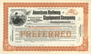 American Railway Equipment Co. - Unissued Railroad Supply Stock Certificate