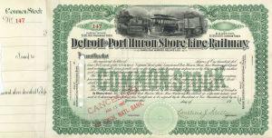 Detroit and Port Huron Shore Line Railway - 1900's dated Unissued Railroad Stock Certificate