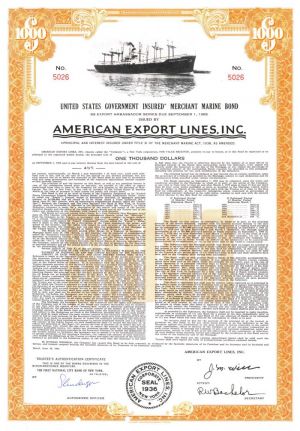 American Export Lines, Inc - $1,000 Bond dated 1961