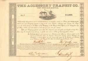 Accessory Transit Co. of Nicaragua - $1,000 Bond - Very Important