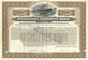 International Mercantile Marine Co. Issued to Rockefeller Foundation - $10,000 Bond - Titanic History