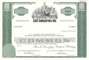 Colt Industries Inc. - Specimen Stock Certificate - Very Rare