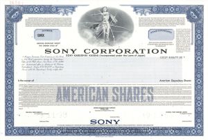Sony Corp. - 1995 dated Specimen Stock Certificate