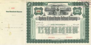 Spokane and Inland Empire Railroad Co. - Specimem Certificate