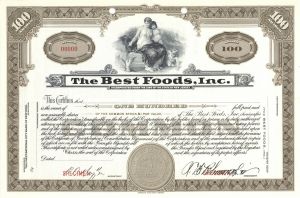 Best Foods, Inc. - Stock Certificate 