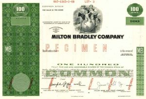 Milton Bradley Co. - Stock Certificate