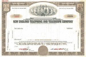 New England Telephone and Telegraph Co. - Specimen Stock Certificate