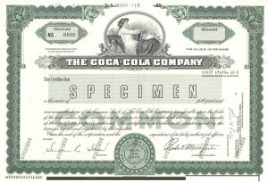 Coca-Cola Co. - Specimen Stock Certificate - Famous Soda Company