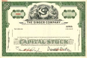 Singer Co. - Specimen Stock Certificate