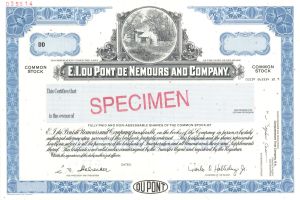 E.I. Du Pont De Nemours and Co. - Specimen Stock Certificate