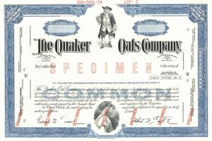 Quaker Oats Co. - Specimen Stock Certificate